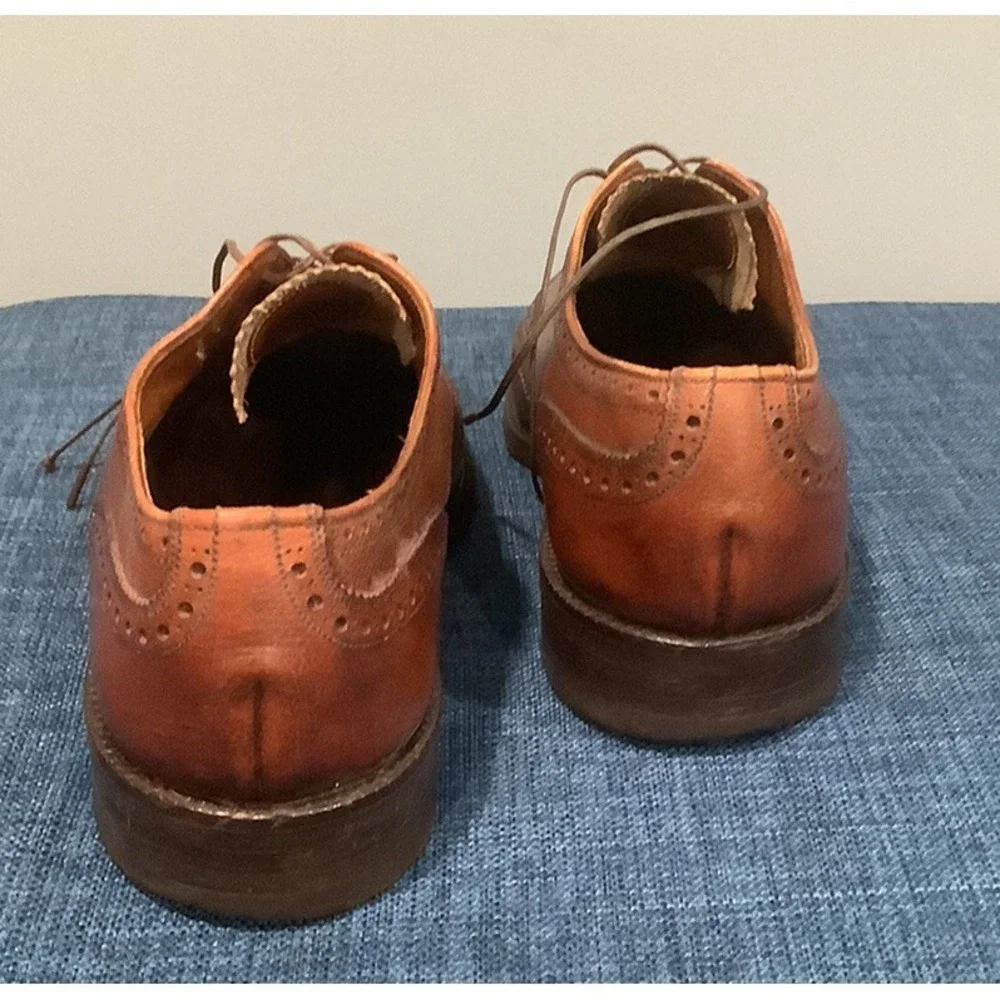BARRIE LTD HANDCRAFTED ENGLAND MADE BRITISH TAN TOOLED CAP TOE OXFORD SHOES 9